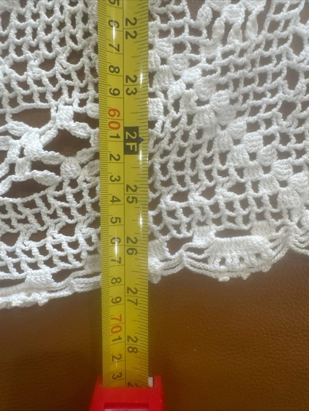 Vintage Hand Crocheted White Table Topper Doily 26x27 Square Lace Centerpiece